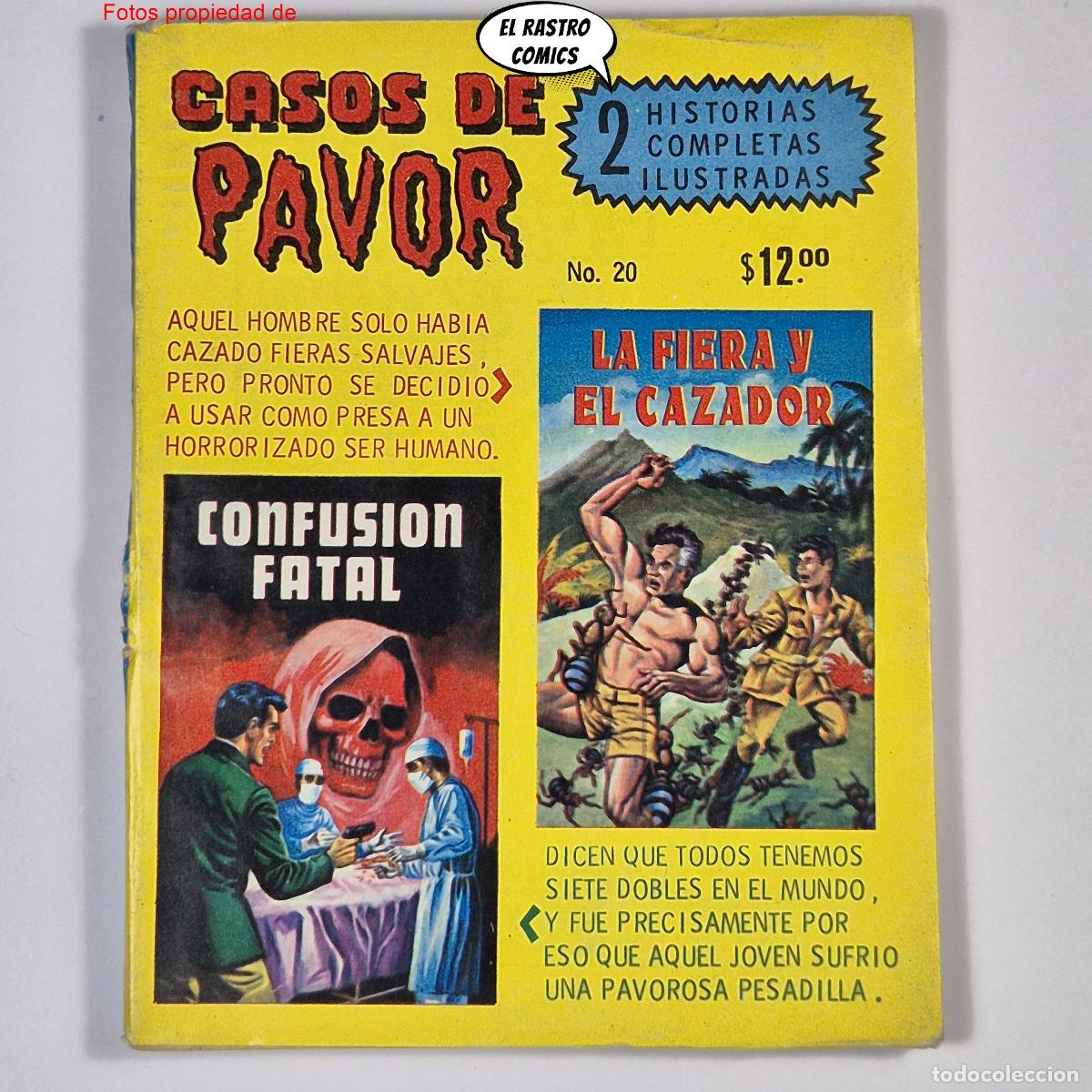 C&oacute;mics: Casos de pavor n&ordm; 20, Confusi&oacute;n fatal, La fiera y el cazador, ed Tepeyac 1982, Mexico