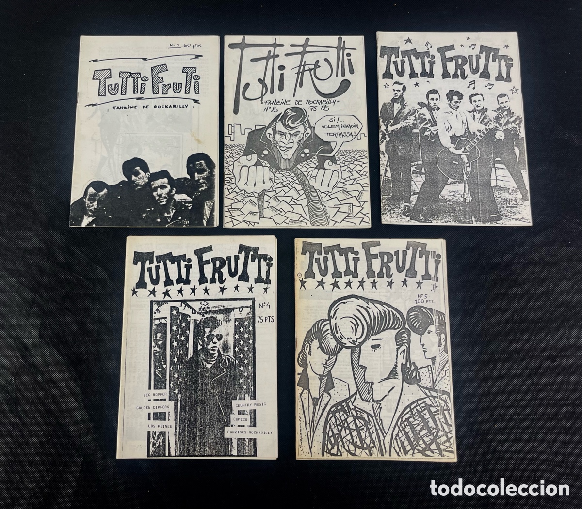 C&oacute;mics: 5 REVISTAS TUTTI FRUTI - FANZINE DE ROCKABILLY - COLECCI&Oacute;N COMPLETA - A&Ntilde;OS 1982-83