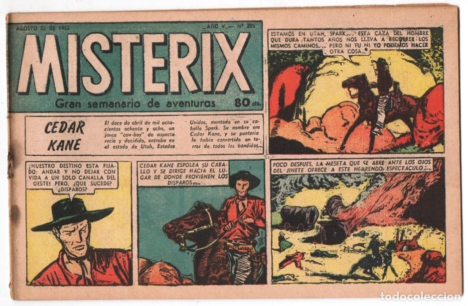 Comics: 1952 MISTERIX # 205 COMIENZA &acute;&acute;CEDAR KANE&acute;&acute; BULL ROCKETT - JIM TORO - MISTERIX - EVA PERON 24 PAG