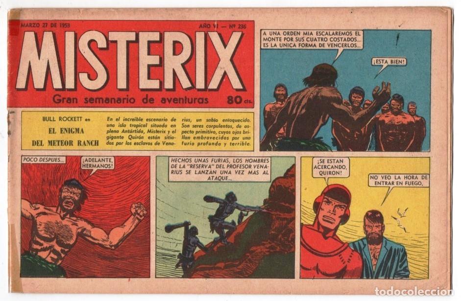 C&oacute;mics: 1953 MISTERIX # 236 &acute;&acute;SARGENTO KIRK, LAS ROCAS MALDITAS&acute;&acute;-BULL ROCKETT-MISTERIX-LOS DOS REPORTE 28 P