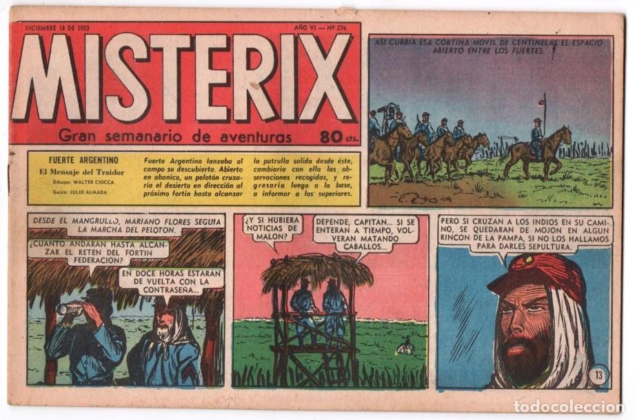 C&oacute;mics: 1953 MISTERIX # 274 &acute;&acute;SARGENTO KIRK, EL ATAQUE COMANCHE &acute;&acute;- BULL ROCKETT - FUERTE ARGENTINO - 28 P