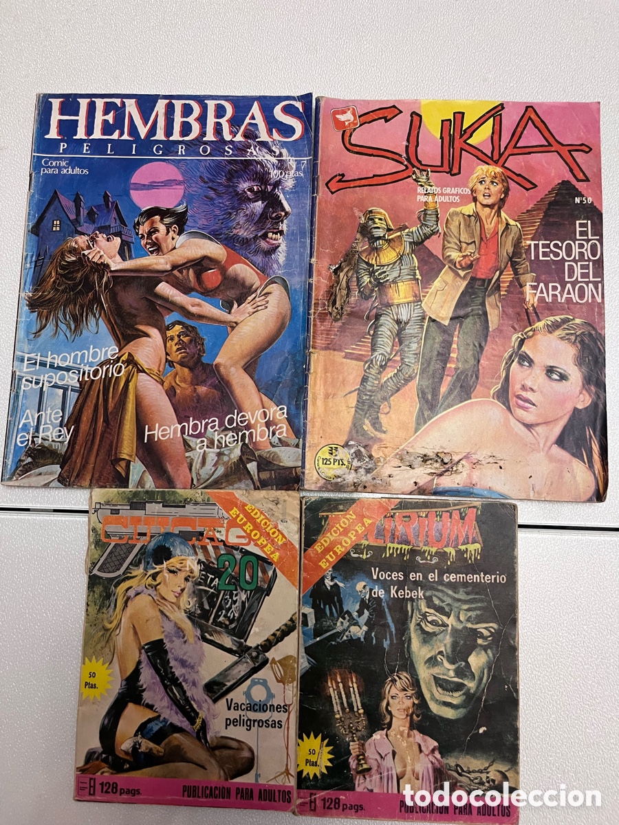 C&oacute;mics: Lote 4 C&oacute;mics Adultos A&ntilde;os 80 - Hembras Peligrosas, Suki, Terror Vintage