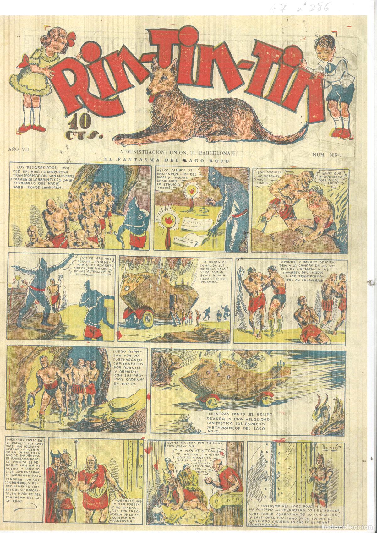 Comics: Reproduccion tama&ntilde;o folio cubierta numero 386 de la revistas RIN TIN TIN - Darnis