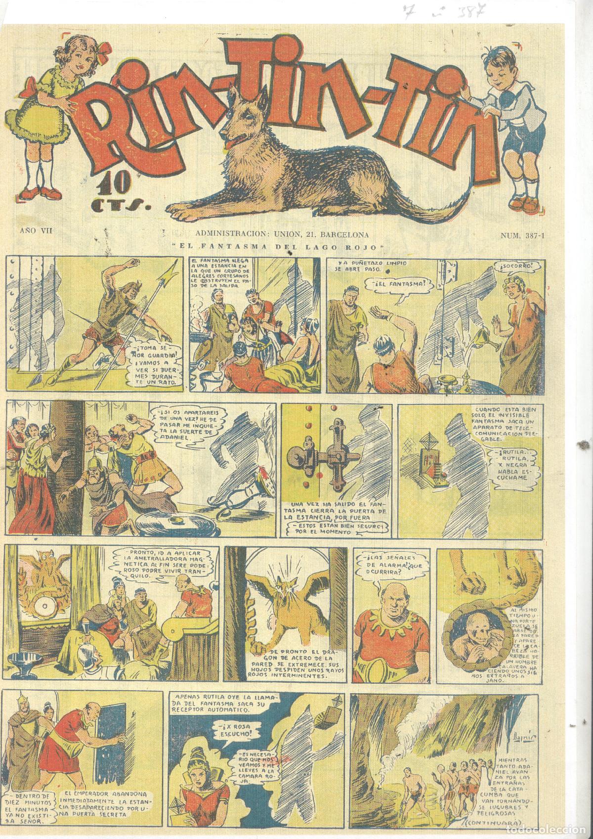 Comics: Reproduccion tama&ntilde;o folio cubierta numero 387 de la revistas RIN TIN TIN - Darnis