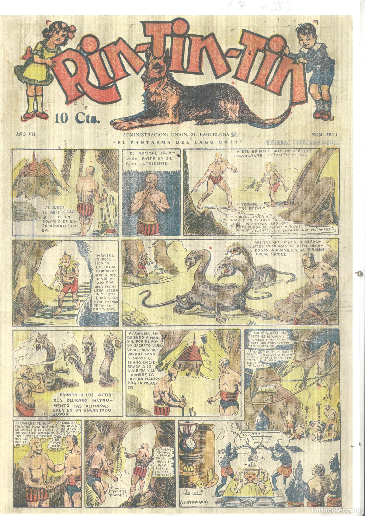 Comics: Reproduccion tama&ntilde;o folio cubierta numero 385 de la revistas RIN TIN TIN - Darnis