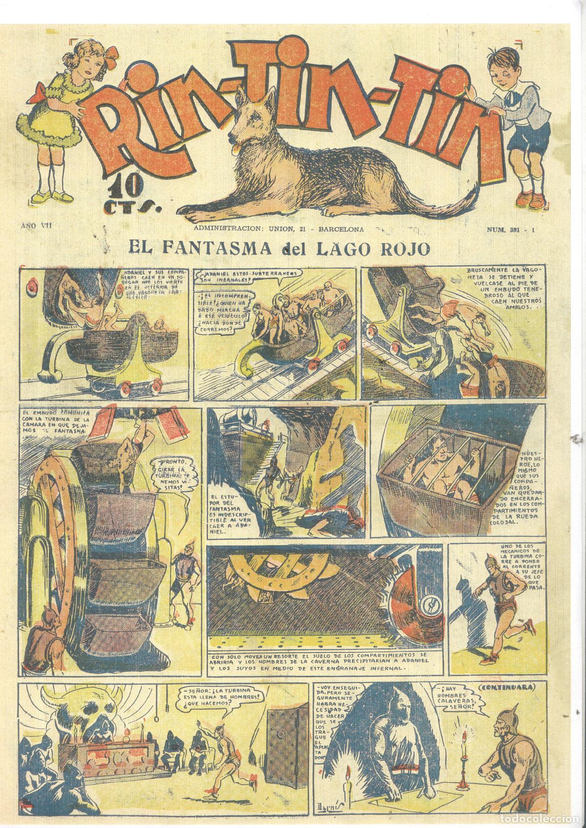 Comics: Reproduccion tama&ntilde;o folio cubierta numero 381 de la revistas RIN TIN TIN - Darnis