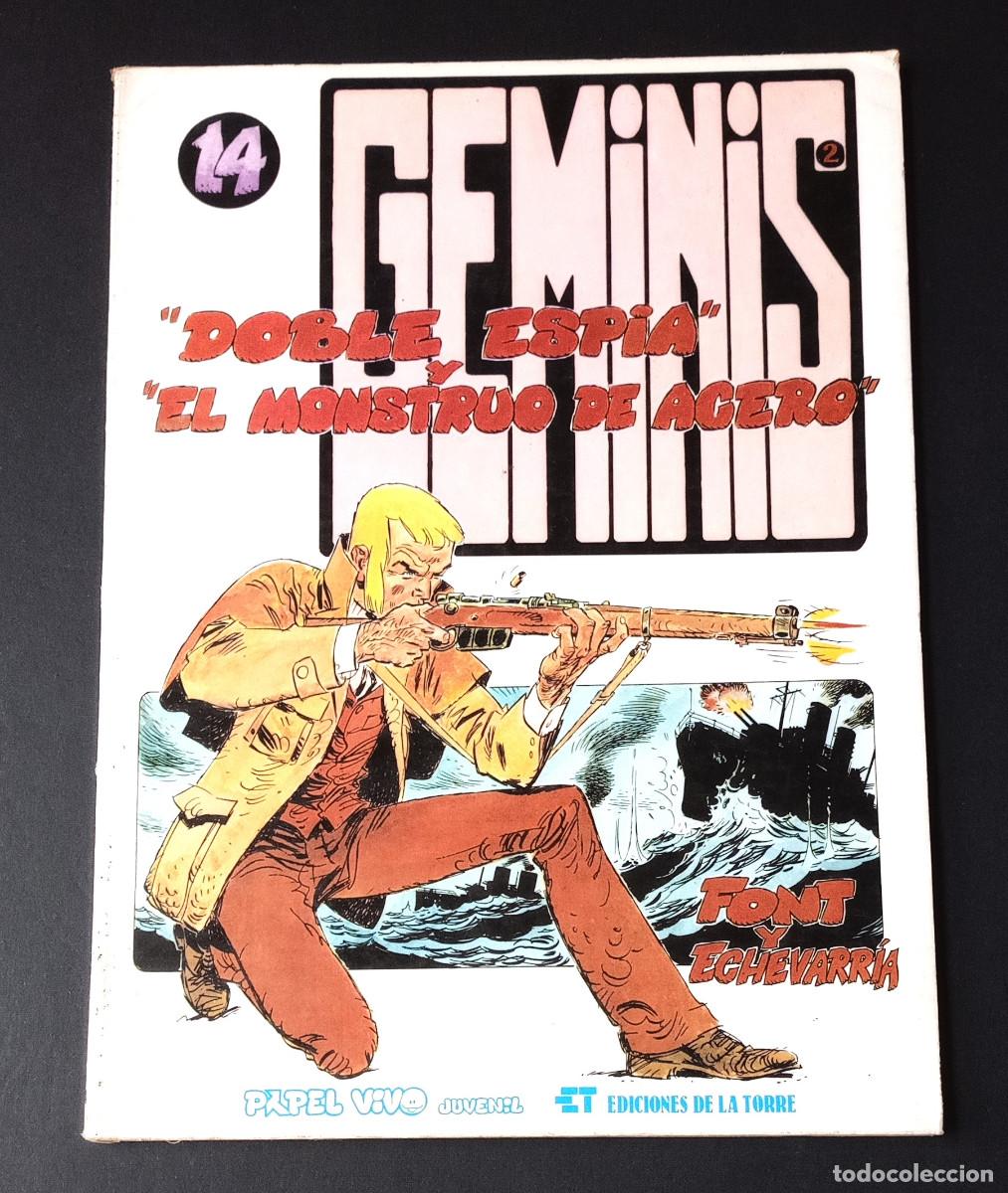 C&oacute;mics: GEMINIS, DOBLE ESPIA, EL MONSTRUO DE ACERO - FONT/ECHEVARRIA - PAPEL VIVO 14, ED. DE LA TORRE, 1980