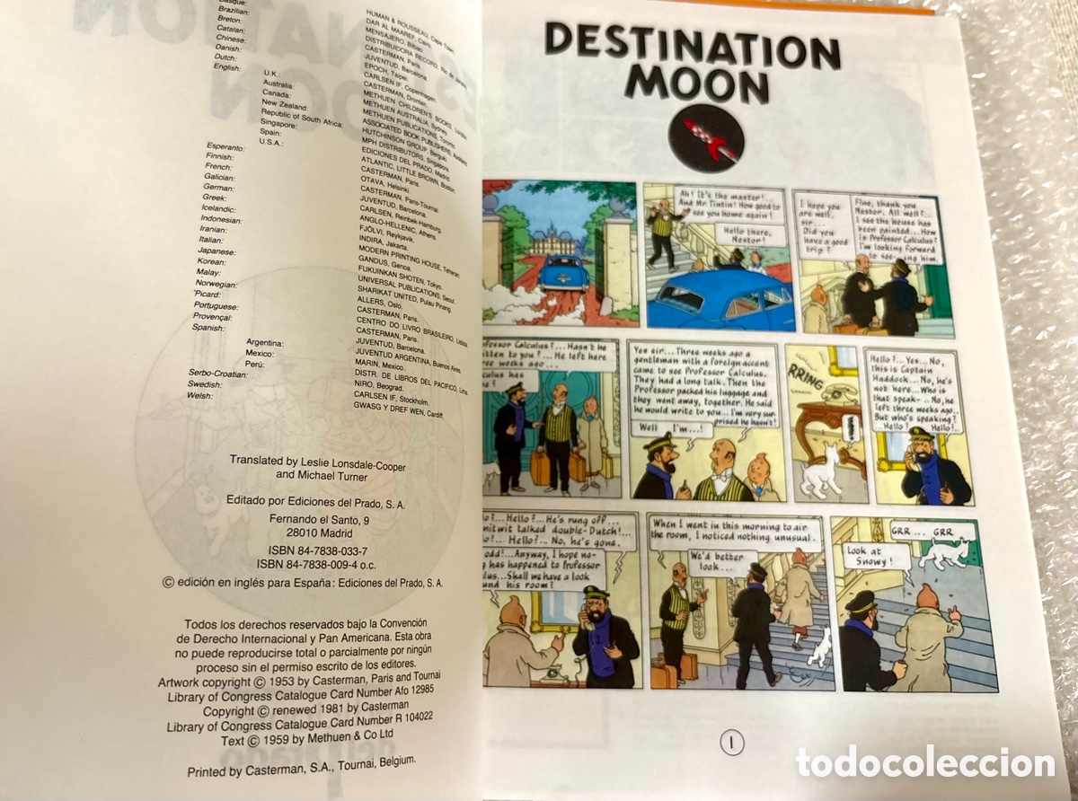C&oacute;mics: Tint&iacute;n en Ingl&eacute;s - Destination Moon - Ediciones del Prado (Excelente Estado) - Foto 5