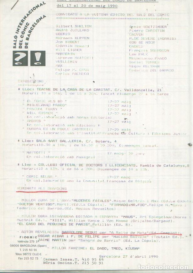 C&oacute;mics: Fanzine FICOMIC BOLETIN INFORMATIVO SALON 1990 - Varios