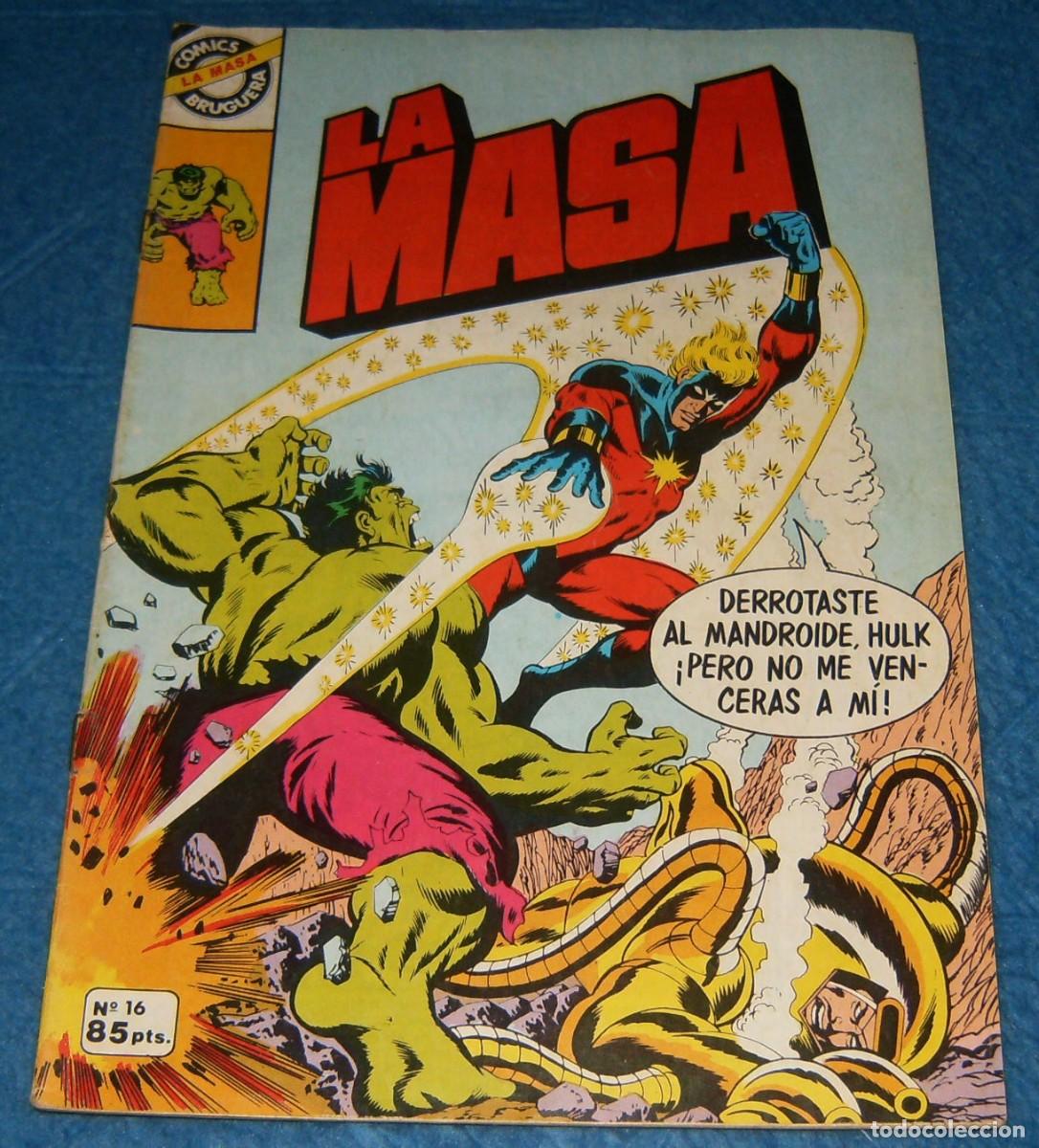 C&oacute;mics: LA MASA ( HULK ) N&uacute;mero 16 . BRUGUERA . LA MASA VS CAPIT&Aacute;N MARVEL