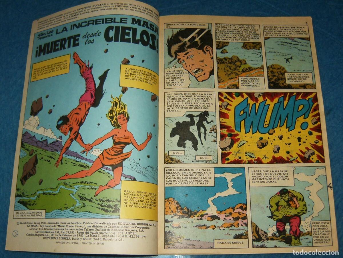 C&oacute;mics: LA MASA ( HULK ) N&uacute;mero 3 . BRUGUERA . PROCEDE DE RETAPADO - Foto 2