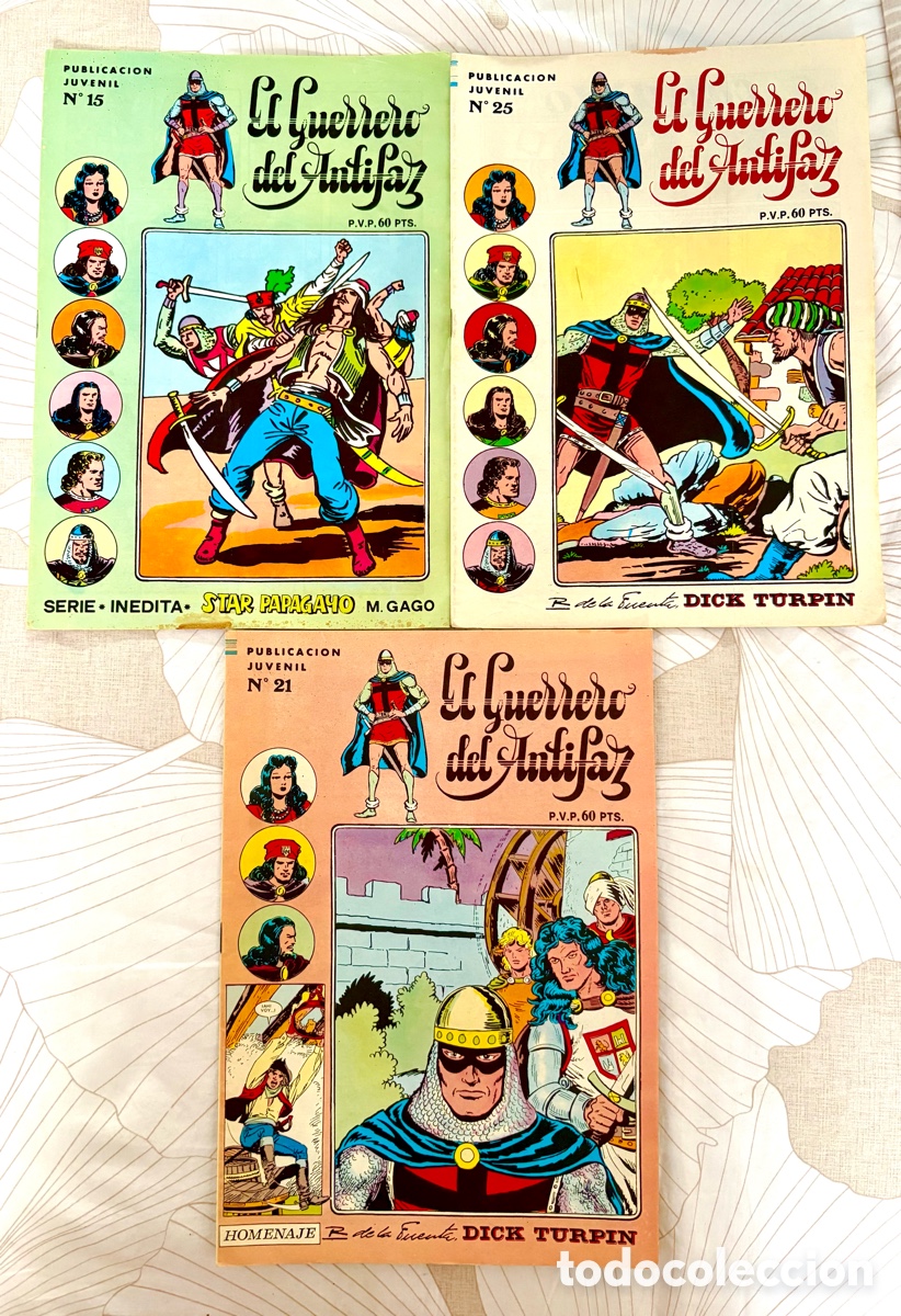 C&oacute;mics: Lote 3 C&oacute;mics El Guerrero del Antifaz - Colecci&oacute;n Juvenil (N&uacute;meros 15, 21, 25)
