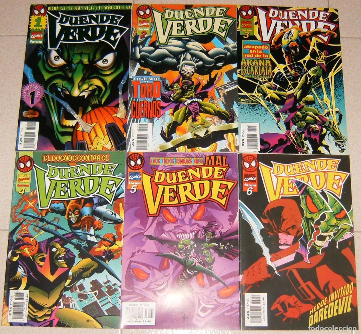 C&oacute;mics: DUENDE VERDE 1 2 3 4 5 6 ( DE 12 ) LOTE DE SEIS NUMEROS . FORUM . SPIDERMAN