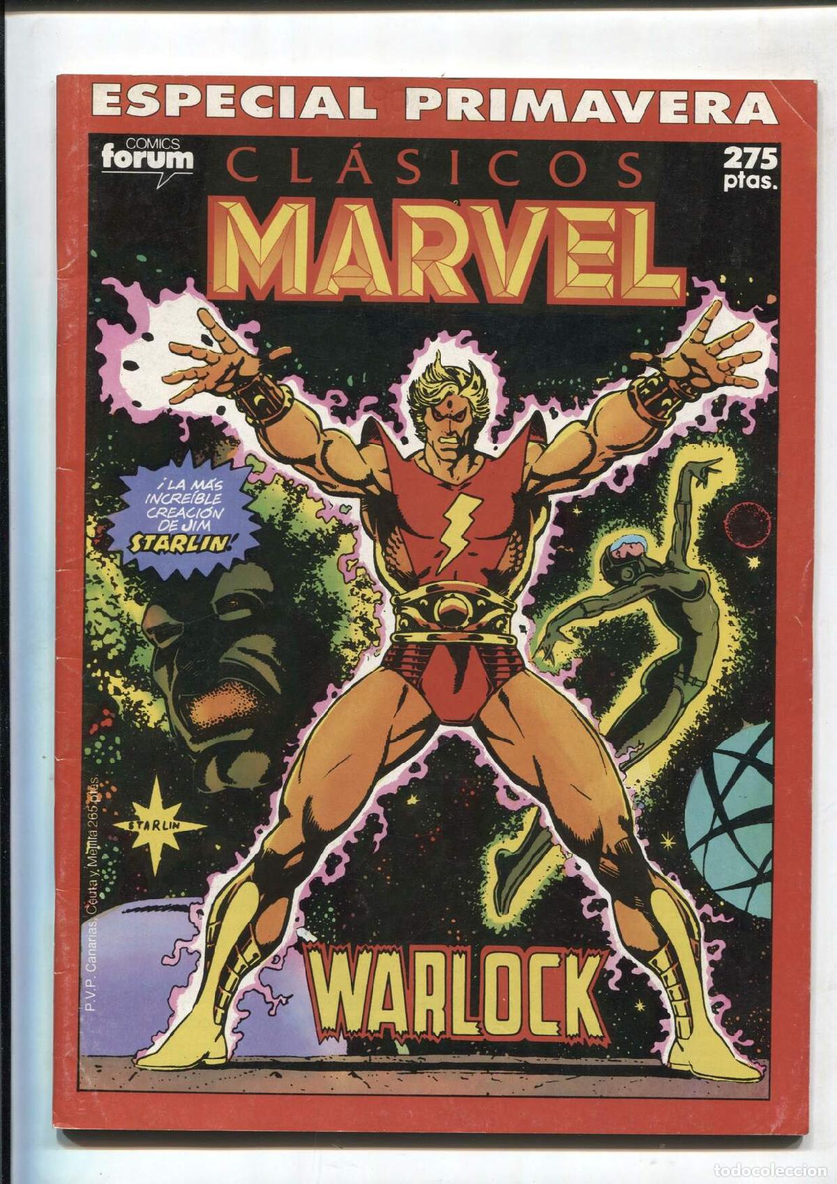 C&oacute;mics: Clasicos Marvel especial primavera 1990: Warlock (numerado 1 en trasera) (NO conserva el poster cent