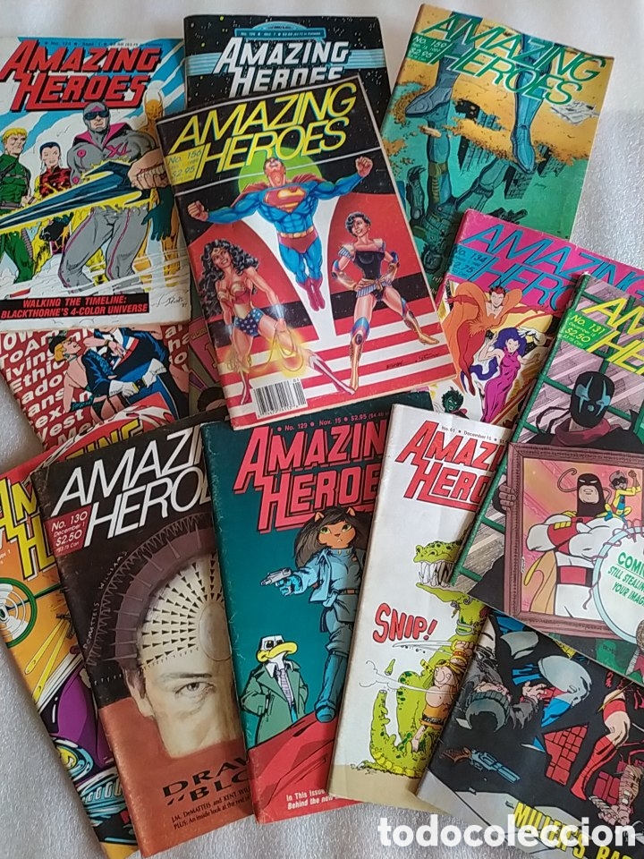 C&oacute;mics: Lote 13 Amazing Heroes a&ntilde;os 80 Revistas c&oacute;mic americano Marvel DC Venom Fantagraphics**