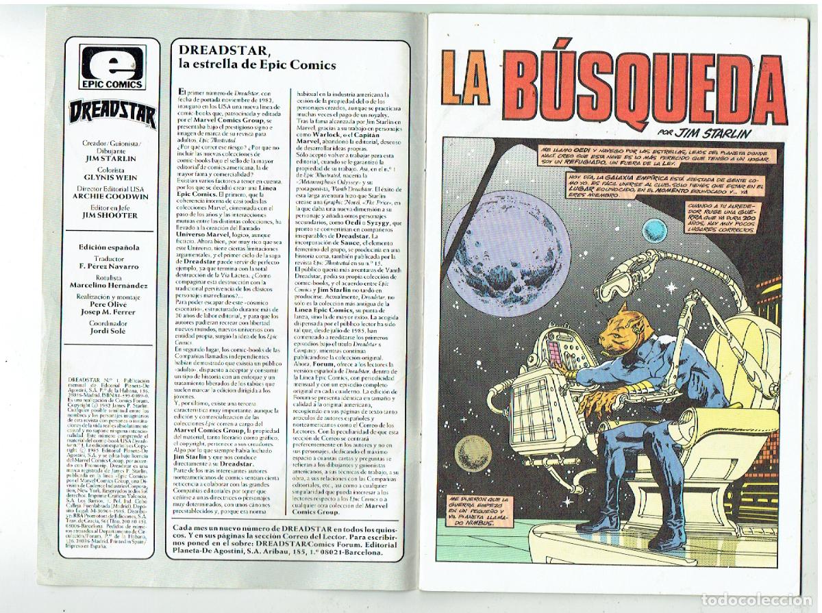 C&oacute;mics: DREADSTAR. N&ordm; 1. EPIC COMICS. (B/55.1 RUM) - Foto 2