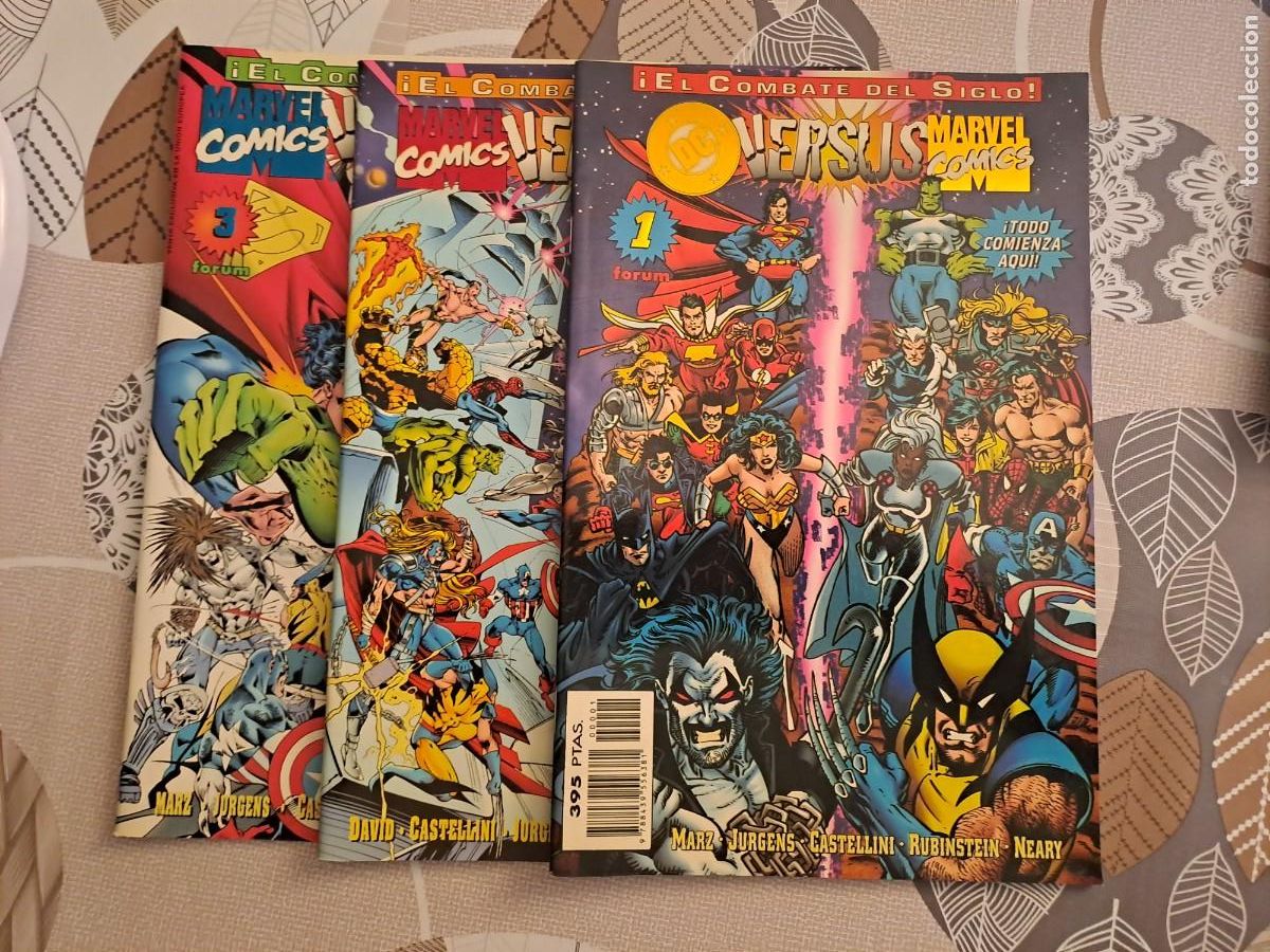 C&oacute;mics: DC versus Marvel casi completa 3 de 4, F&oacute;rum en muy buen estado Bolsa DA