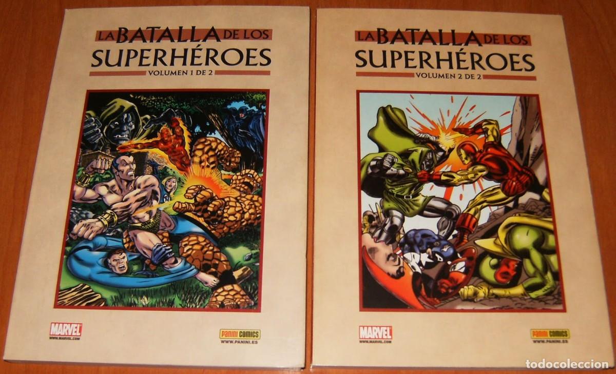 C&oacute;mics: BATALLA DE LOS SUPERHEROES 1 y 2. BIBLIOTECA MARVEL. PANINI. LOTE DE 2 N&Uacute;MEROS. NAMOR y DR MUERTE