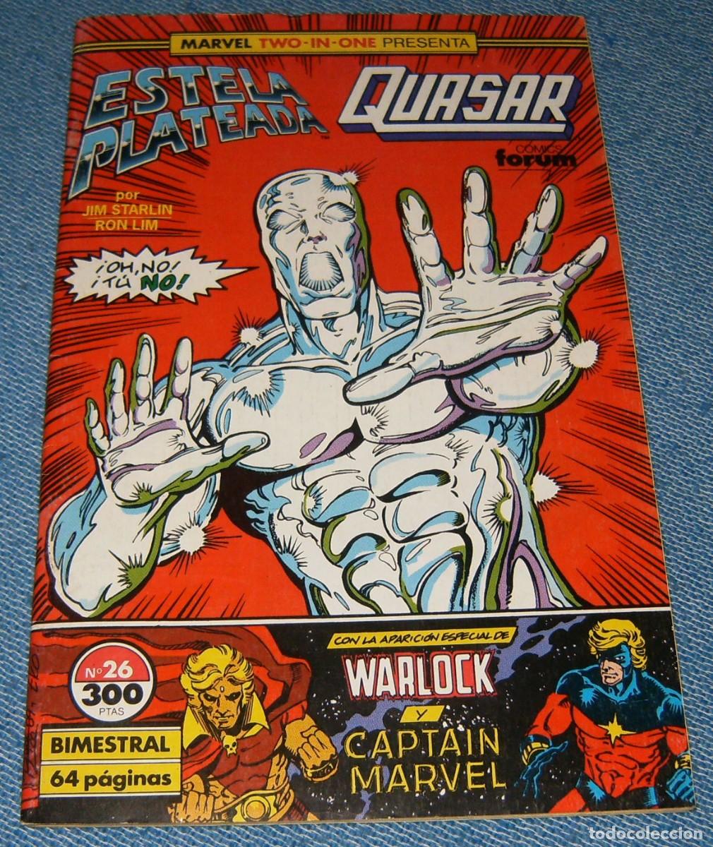 C&oacute;mics: TWO IN ONE . ESTELA PLATEADA . QUASAR . N&uacute;mero 26 . FORUM . SILVER SURFER