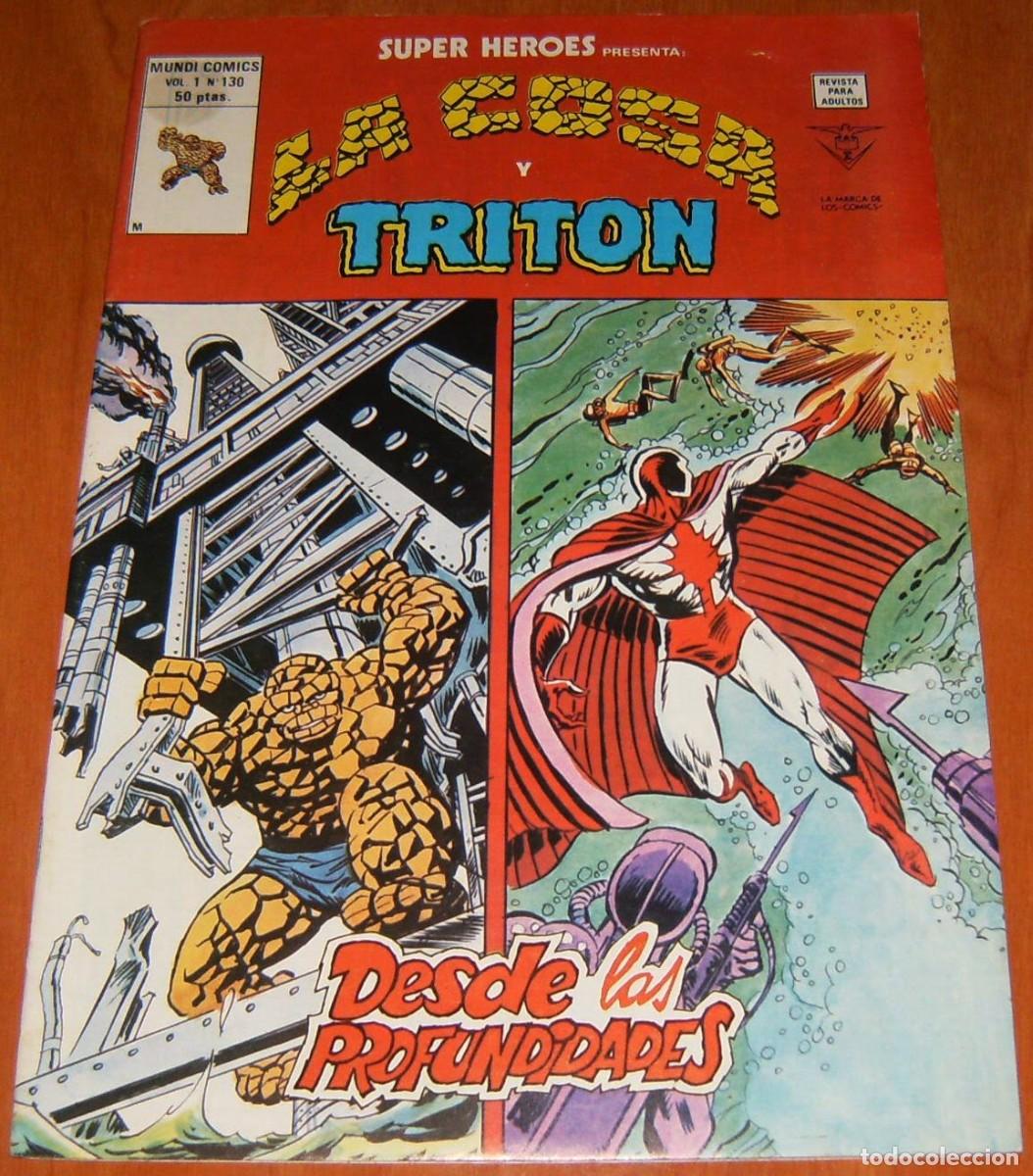 C&oacute;mics: LA COSA Y TRITON . SUPER HEROES PRESENTA . N&uacute;mero 130 . MUNDI COMICS . VERTICE . ejemplar 1