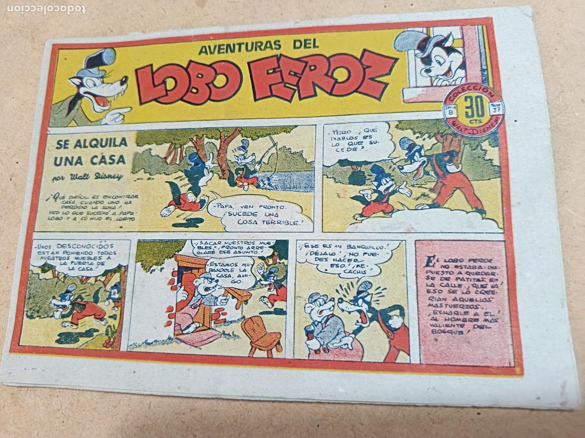 C&oacute;mics: AVENTURAS DEL LOBO FEROZ. COLECCION WALT DISNEY. N&ordm; 37. SERIE B. 8 PP. SIN GRAPAS.