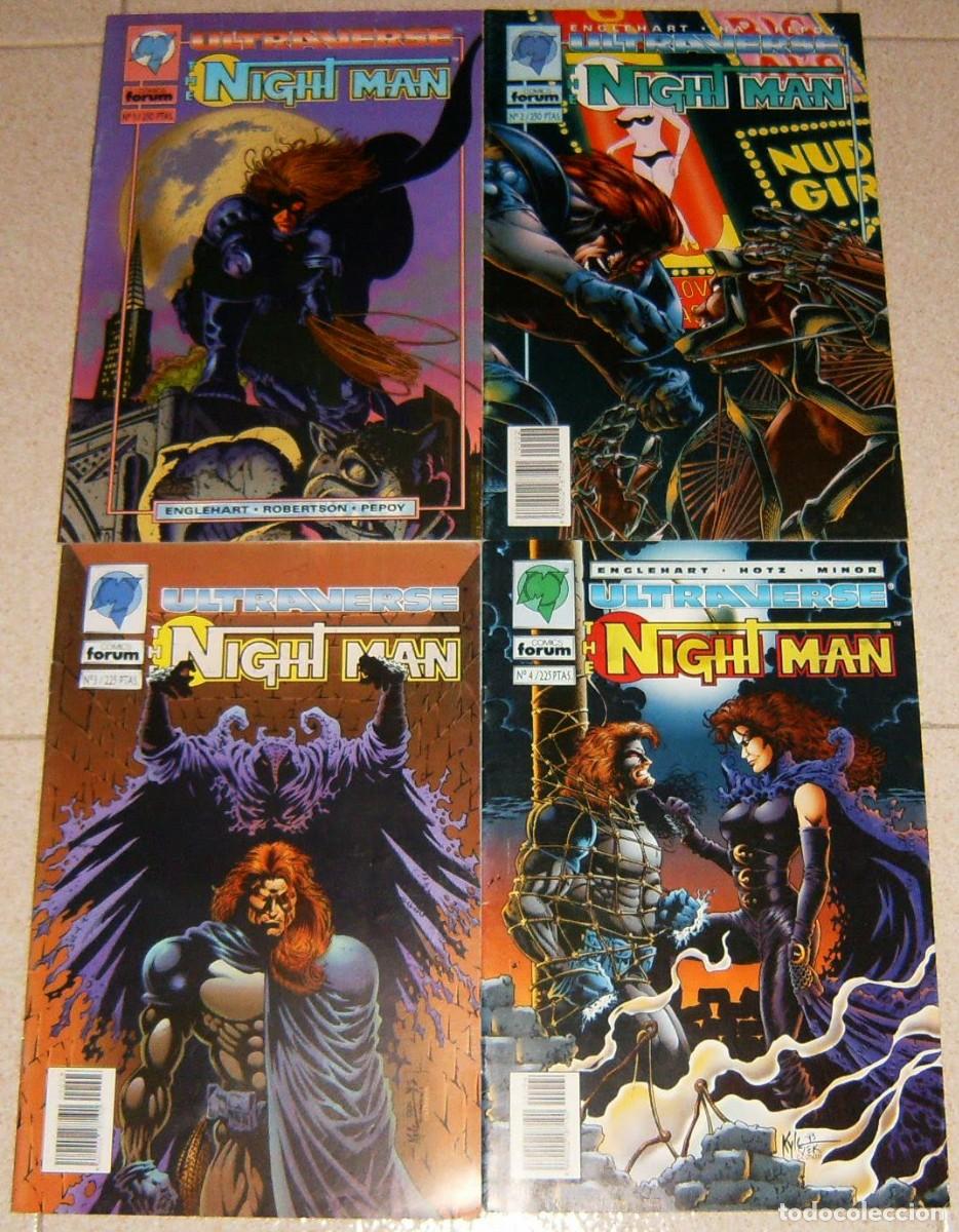 C&oacute;mics: THE NIGHT MAN . ULTRAVERSE . N&ordm;s 1 2 3 4 . MINISERIE COMPLETA . LOTE DE 4 N&Uacute;MEROS . FORUM