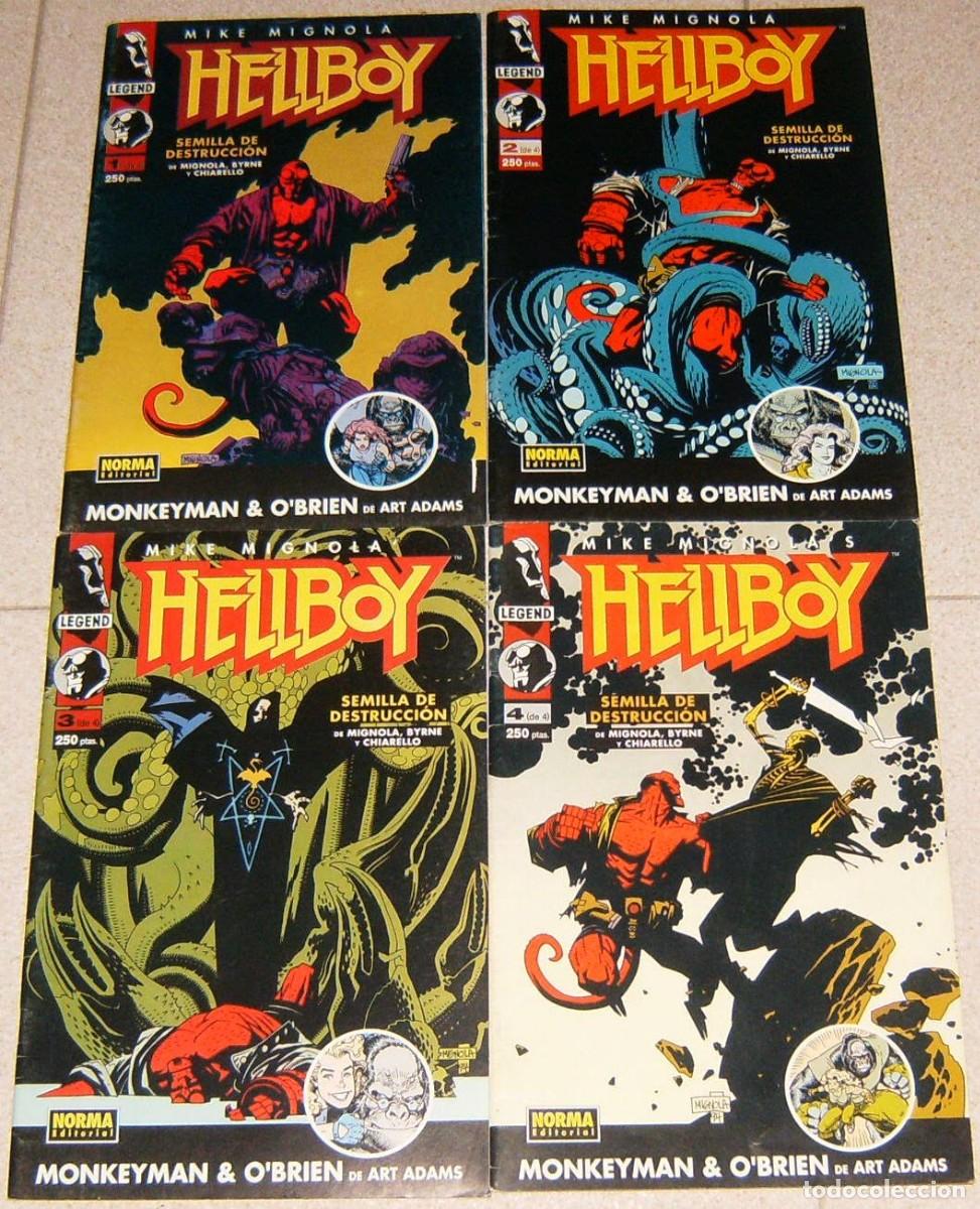 C&oacute;mics: HELLBOY . MIKE MIGNOLA . N&ordm;s 1 2 3 4 . PRIMERA MINISERIE COMPLETA . LOTE DE 4 N&Uacute;MEROS . NORMA