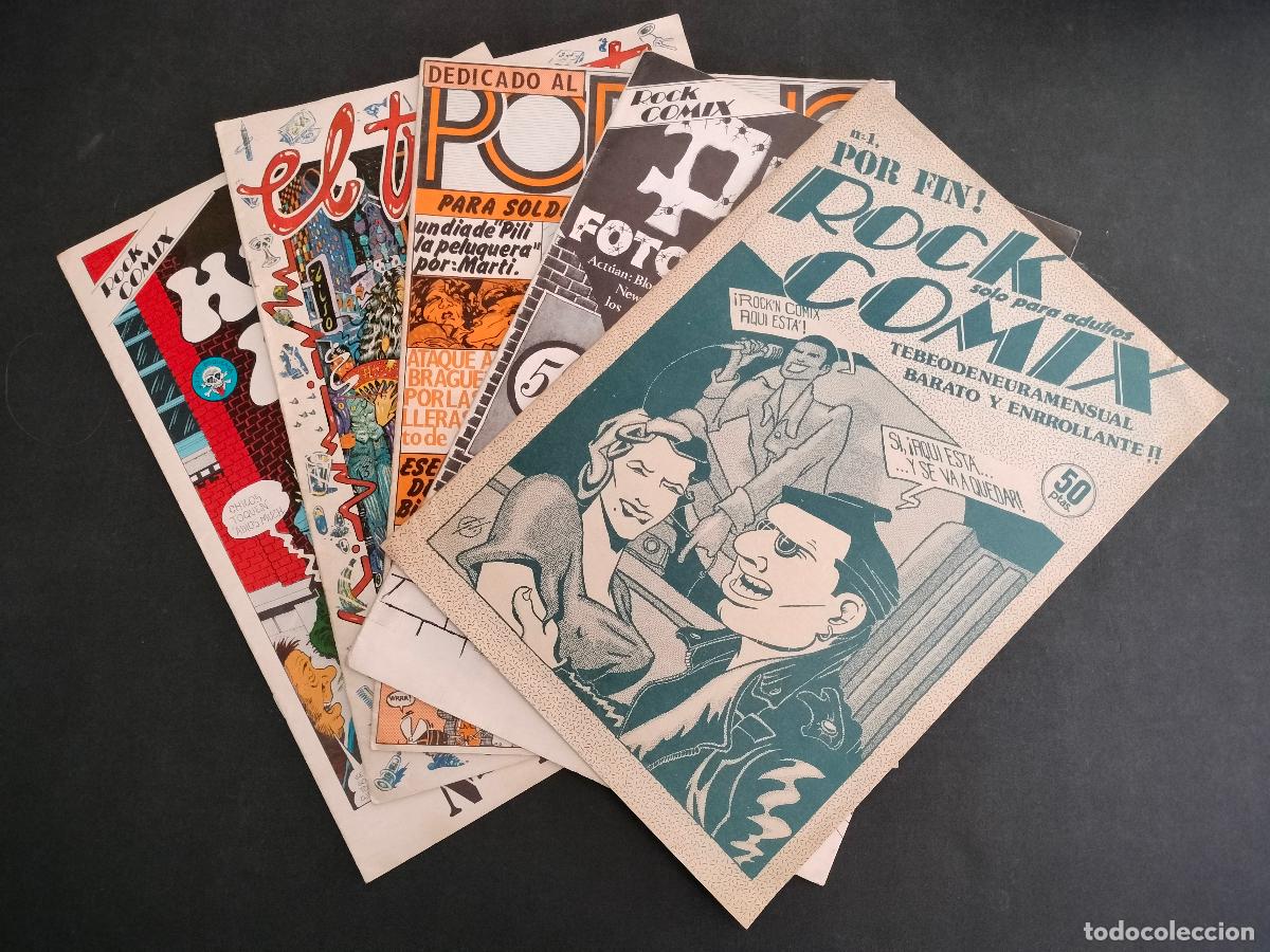 Rock Comix Lote 5 Nos. 1, 2, 3, 4 y Extra (Barcelona 1976). Nazario, Cessepe, Mariscal, Gallardo