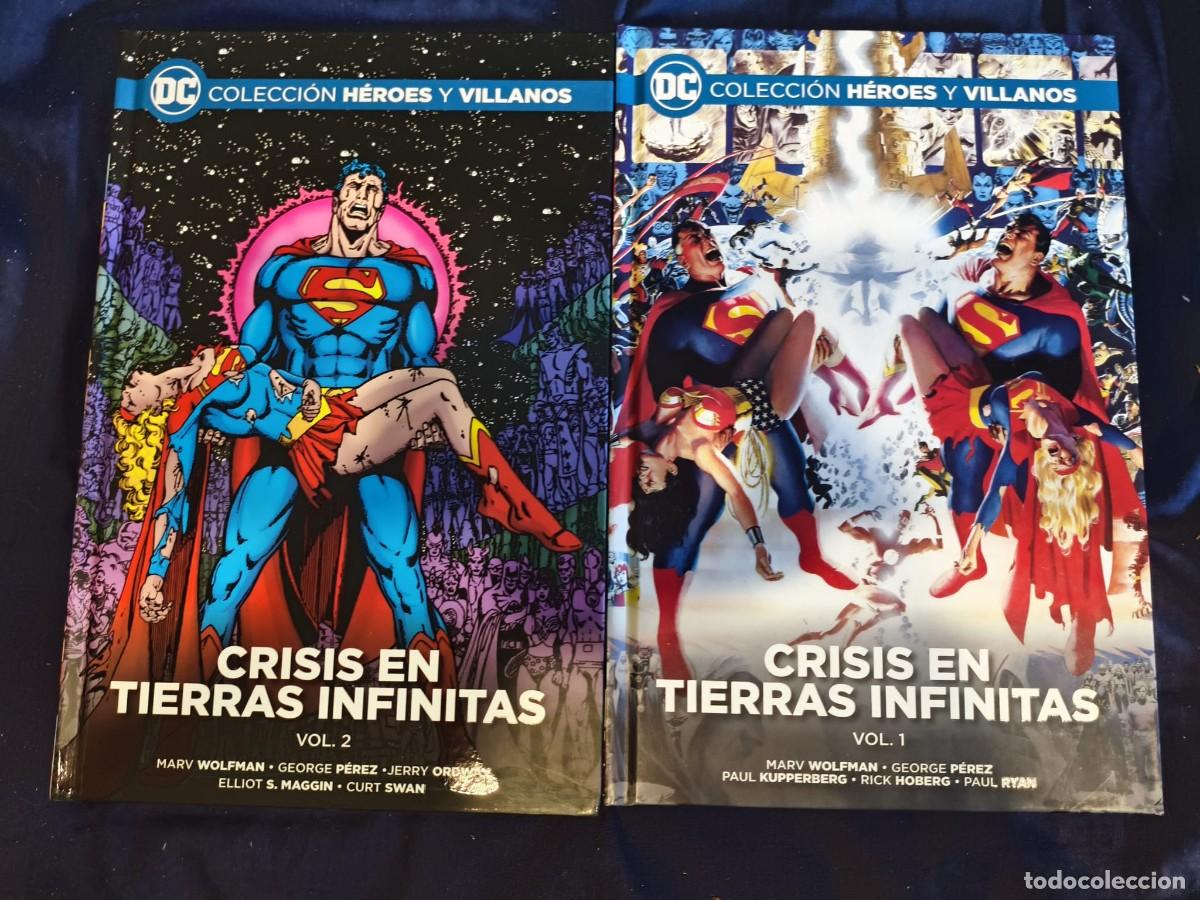 C&oacute;mics: Colecci&oacute;n H&eacute;roes y Villanos 30 y 35 Crisis en tierras infinitas. Vol. 1 2 - ecc salvat Wolfman Perez
