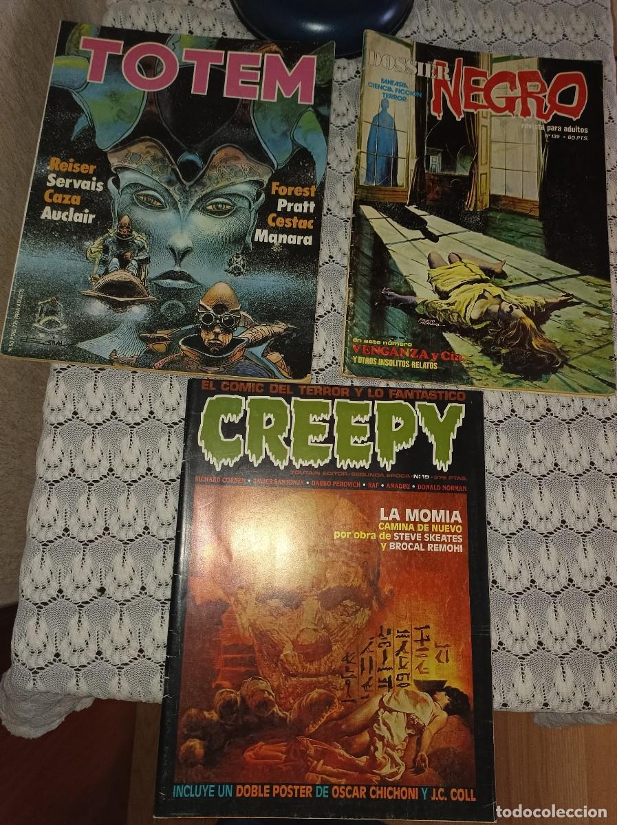 C&oacute;mics: 3 c&oacute;mics: Totem (1977), Creepy (1990) y Dossier Negro (1970)