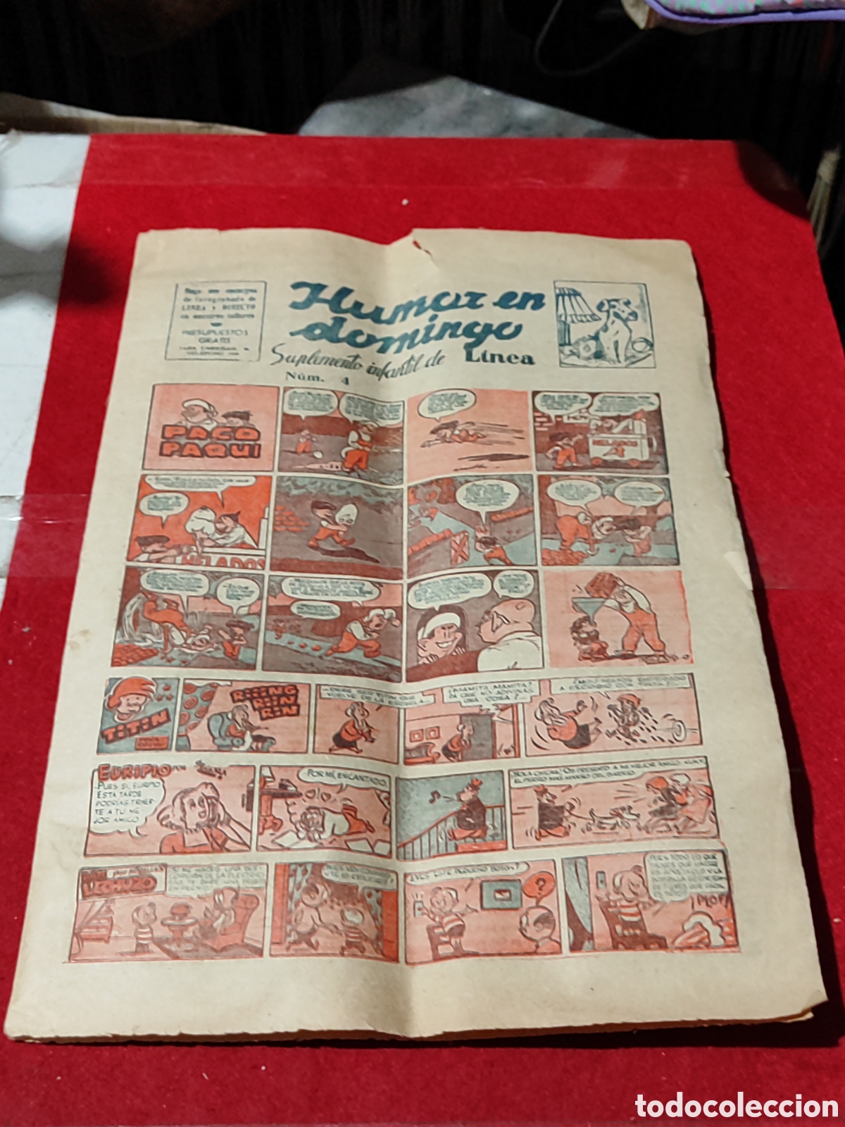 C&oacute;mics: Raro comic HUMOR EN DOMINGO N&deg; 4 SUPLEMENTO INFANTIL DE LINEA A&Ntilde;OS 50