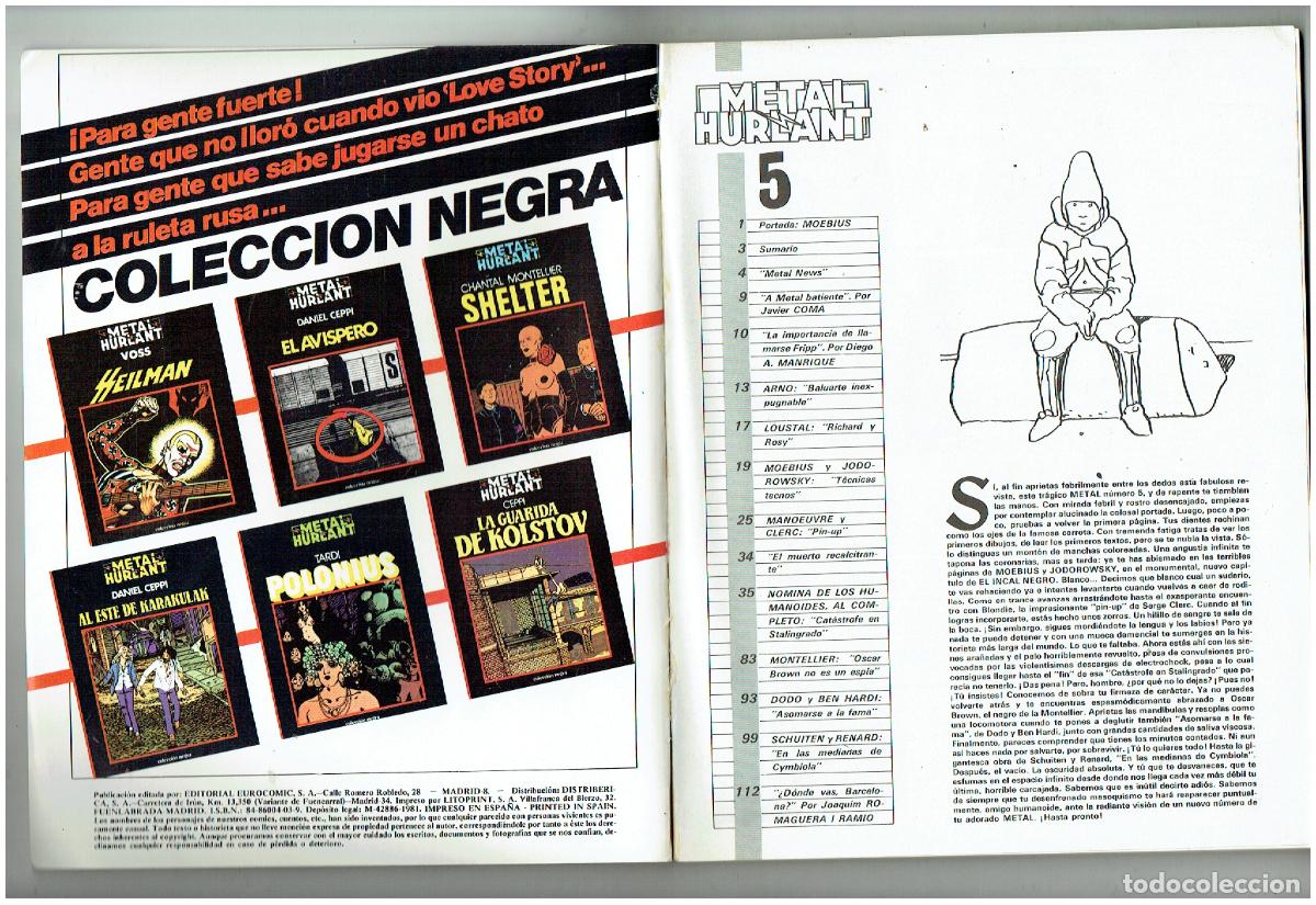 C&oacute;mics: METAL HURLANT. N&ordm; 5. EUROCOMIC. (B/A9 RUM) - Foto 3