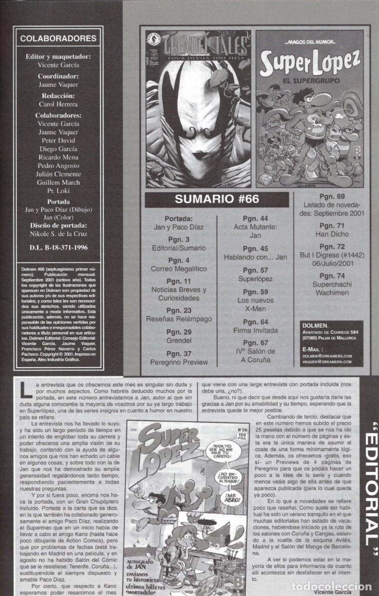 C&oacute;mics: Dolmen Septiembre 2001 n&uacute;m. 66 - Foto 4