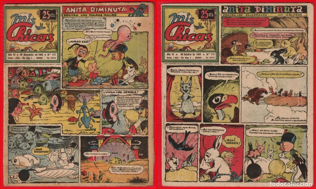 C&oacute;mics: Mis chicas - Lote 2 grapas - 10 diciembre 1943 n&uacute;m. 117 - 29 octubre 1943 n&uacute;m. 111