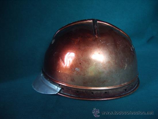 Coleccionismo deportivo: Antiguo CASCO MOTO, met&aacute;lico. - Foto 3