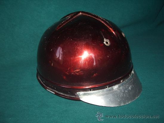Coleccionismo deportivo: Antiguo CASCO MOTO, met&aacute;lico. - Foto 4