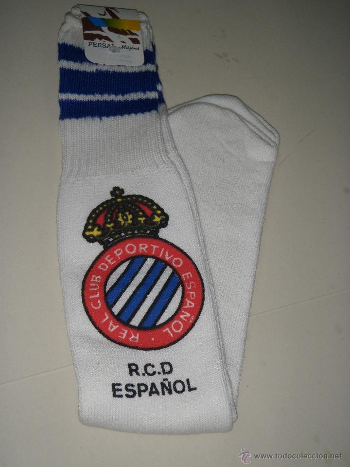Coleccionismo deportivo: RCD Espa&ntilde;ol. Calcetines antiguo escudo. - Foto 1