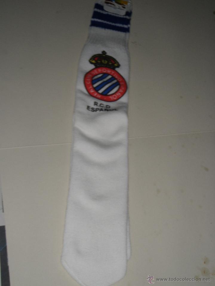 Coleccionismo deportivo: RCD Espa&ntilde;ol. Calcetines antiguo escudo. - Foto 2