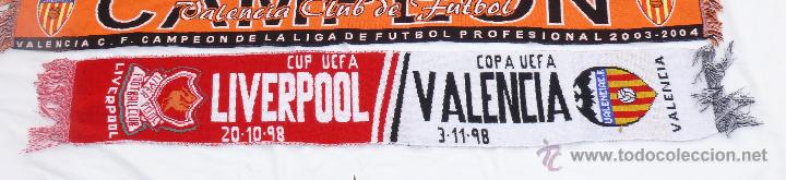 Coleccionismo deportivo: BUFANDA ANTIGUA VALENCIA LIVERPOOL  1998 UEFA - Foto 1