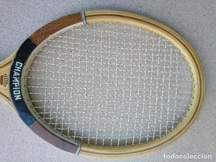 Coleccionismo deportivo: Raqueta de tenis de madera antigua - Foto 3