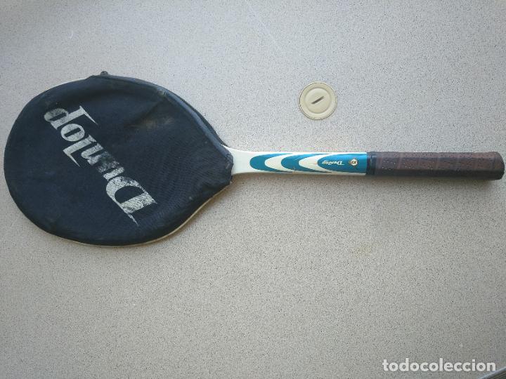 Coleccionismo deportivo: Raqueta de tenis de madera antigua Dunlop - Foto 4