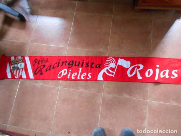 Coleccionismo deportivo: Bufanda Pe&ntilde;a racinguistas pieles rojas. - Foto 1