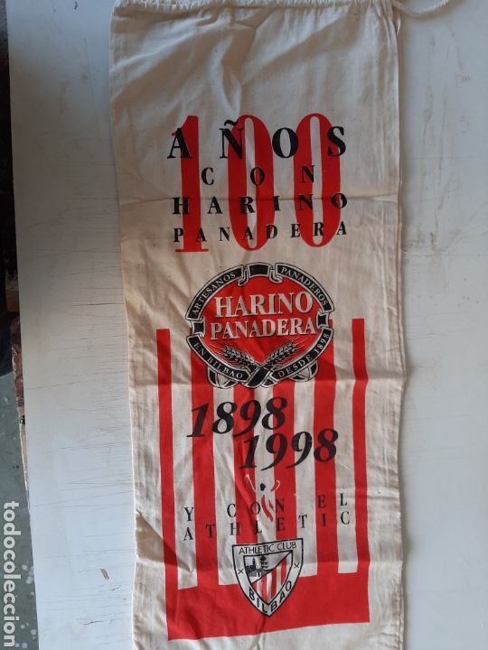 Coleccionismo deportivo: Bolsa para el pan centenario del Athletic de Bilbao. Harino Panadera - Foto 1
