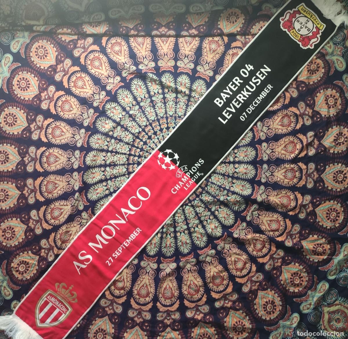 Coleccionismo deportivo: Bufanda Monaco Leverkusen Champions League Scarf - Foto 1