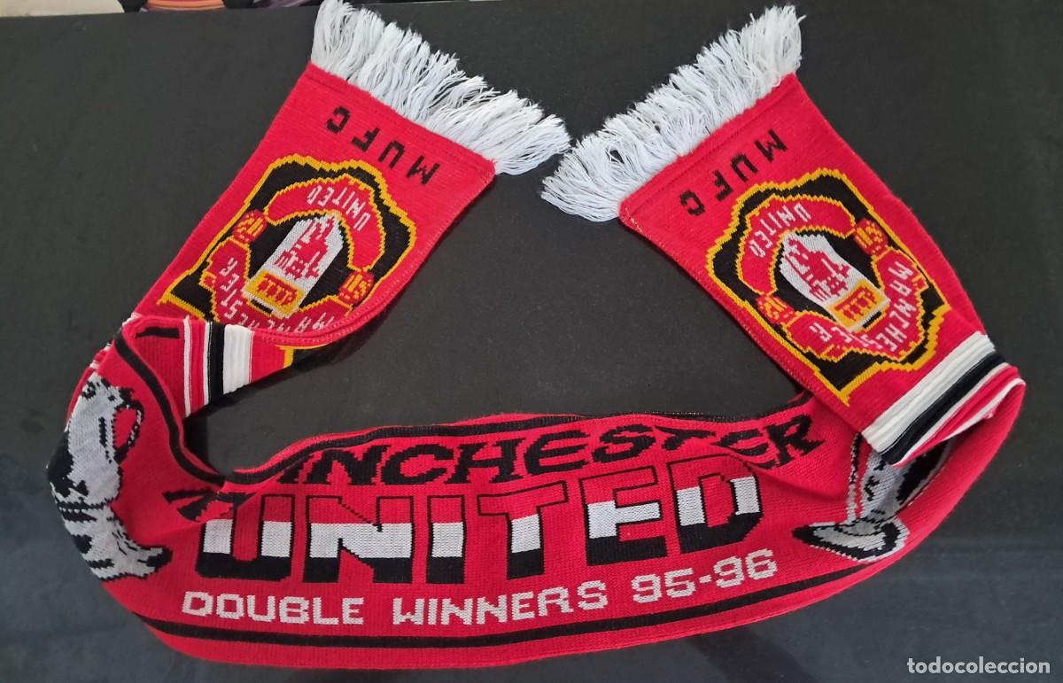 Coleccionismo deportivo: Bufanda manchester united 95 96 doblete - Foto 1