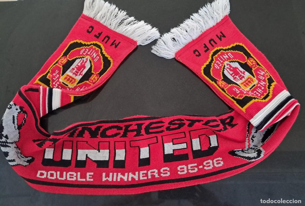 Coleccionismo deportivo: Bufanda manchester united 95 96 doblete - Foto 2