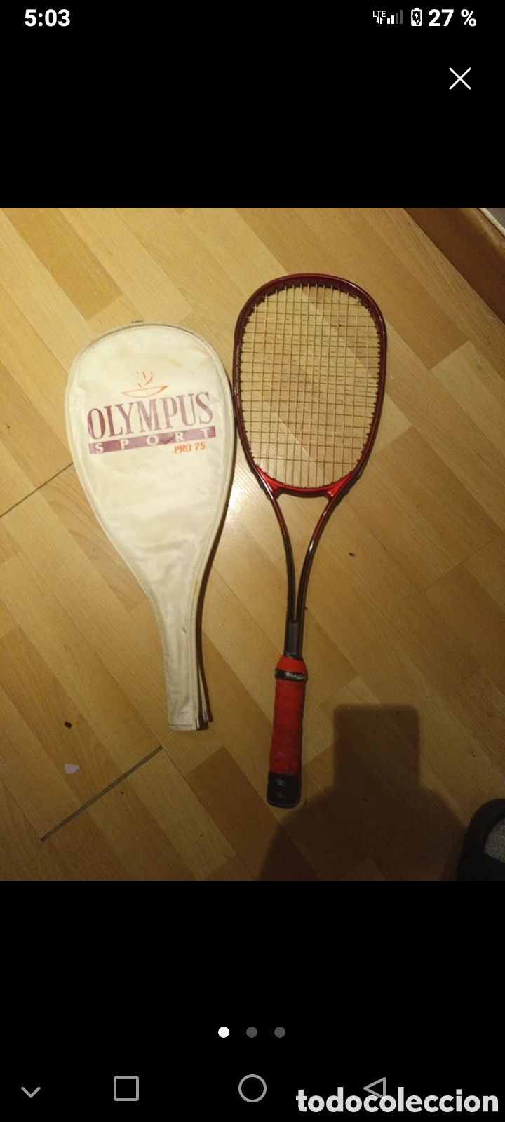 Coleccionismo deportivo: Raqueta antigua squash Olimpus - Foto 1