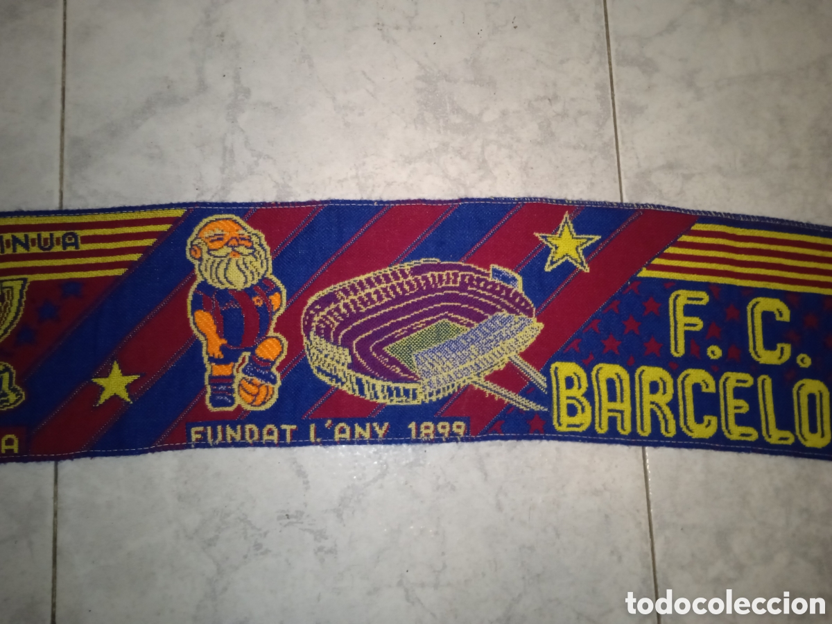 Coleccionismo deportivo: Bufanda Bar&ccedil;a, Vintage, 140 x 18 cm. M - Foto 4