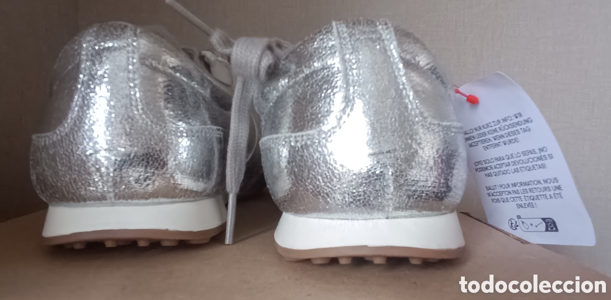 Coleccionismo deportivo: Zapatillas Plateadas con Cordones - Foto 6