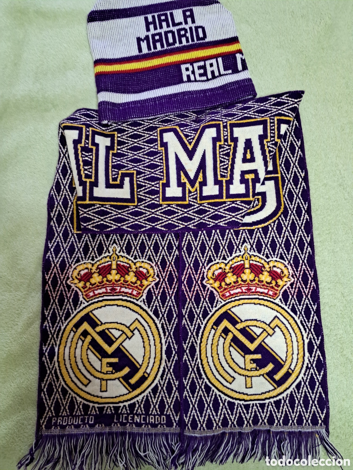 Coleccionismo deportivo: Bufanda y gorro Real Madrid - Foto 2